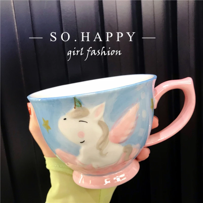 

Cute Cartoon Mug Coffee Large Cute Creative Smoothie Reusable Water Mug Kids Ceramic Kubek Ceramiczny Bar Supplies DE50MK