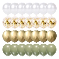1set balloons eucalyptus pearl white gold confetti balloon wedding baby shower olive green birthday party decorations retail