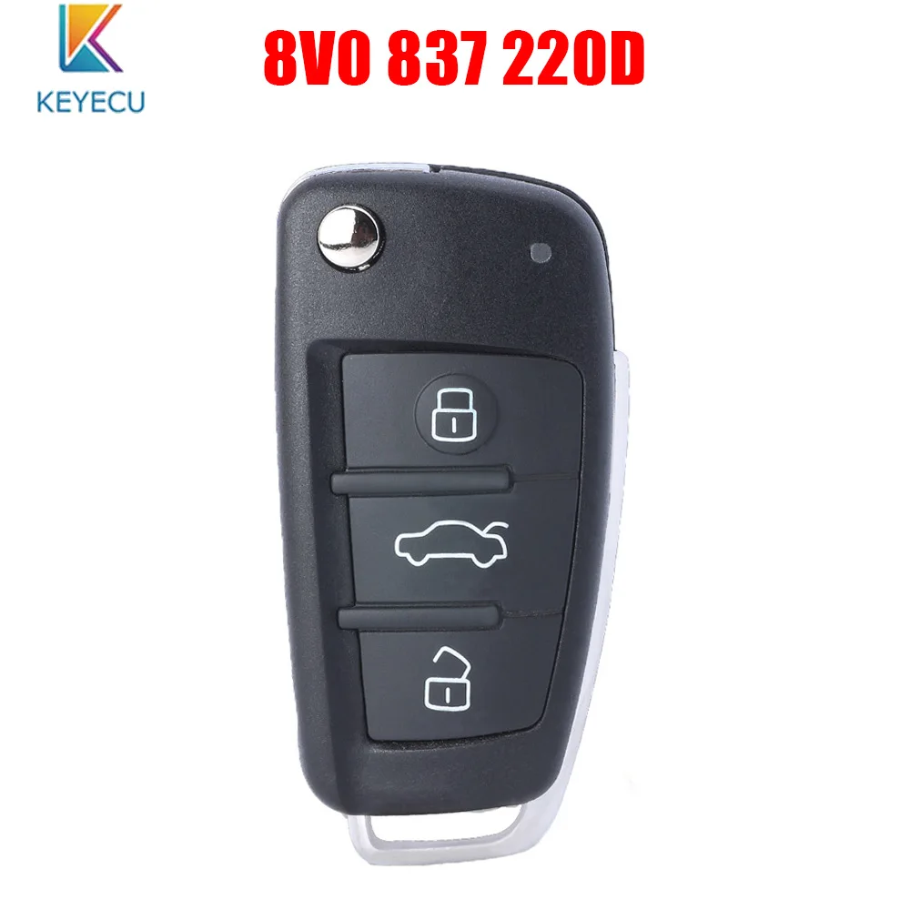 

KEYECU Keyless Remote Car Key 3 Buttons 434MHz for Audi A3 S3 2012 2013 2014 2015 P/N: 8V0837220D, 8V0 837 220 D