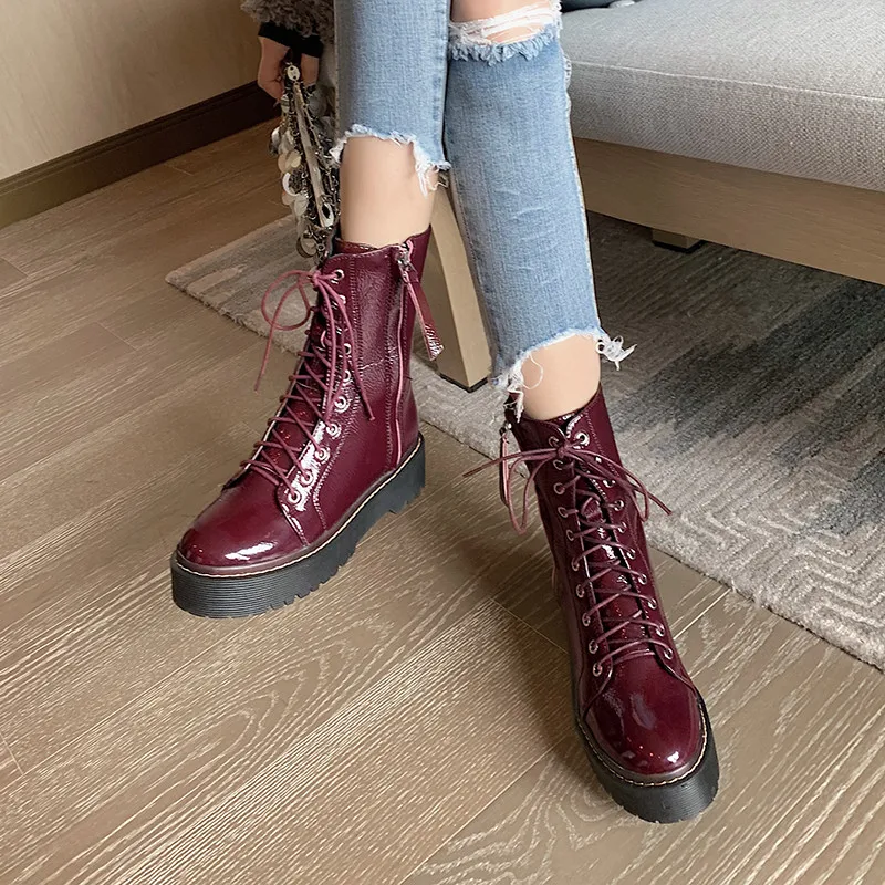 Женские ботильоны в стиле панк YMECHIC зимние ботинки готическом на платформе