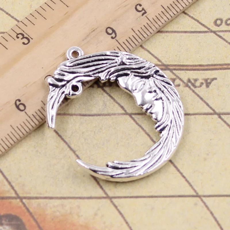 4 шт. Подвески мужские на Луне 38x32 мм тибетские бронзовые серебряные подвески