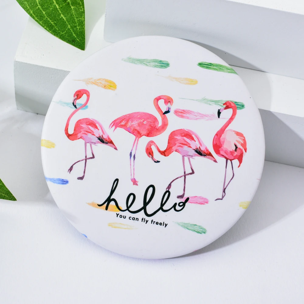 Vicney Flamingo элемент креативный Женский Круглый Мини карманный макияж зеркало с