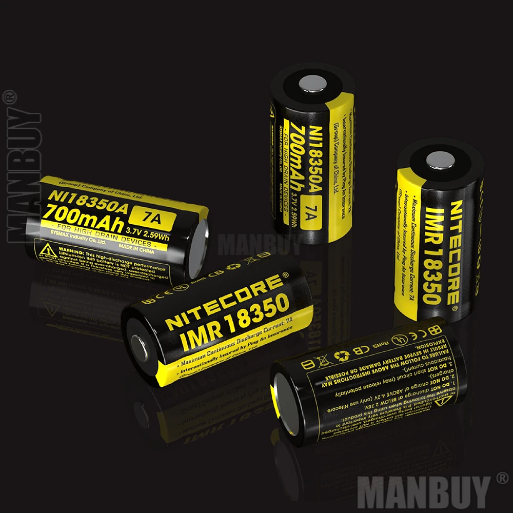 Новый перезаряжаемый литий ионный аккумулятор NITECORE IMR18350 7A 700 мАч 3 7 в 16340 Вт ч RCR123A
