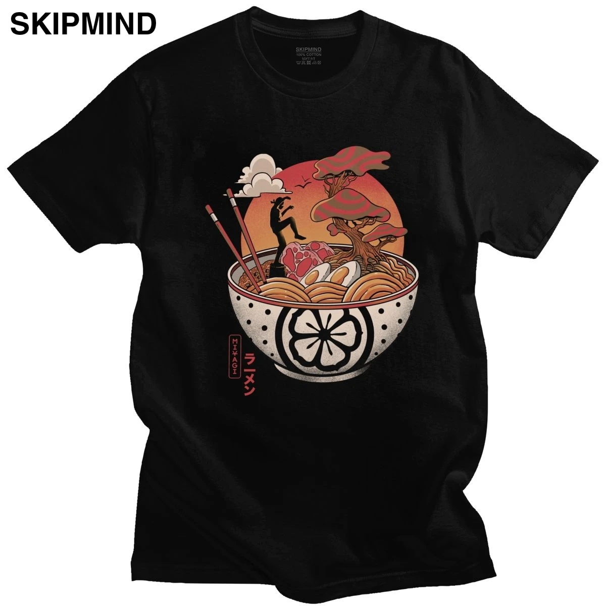 Ретро Мияги Ramen футболка для карате мужчин рубашка с короткими рукавами Рюкю база