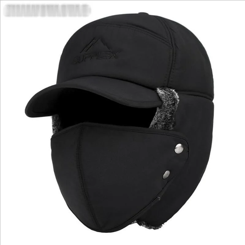 

Trend Winter Thermal Bomber Hats Men Women Fashion Ear Protection Face Windproof Ski Cap Velvet Thicken Couple Hat