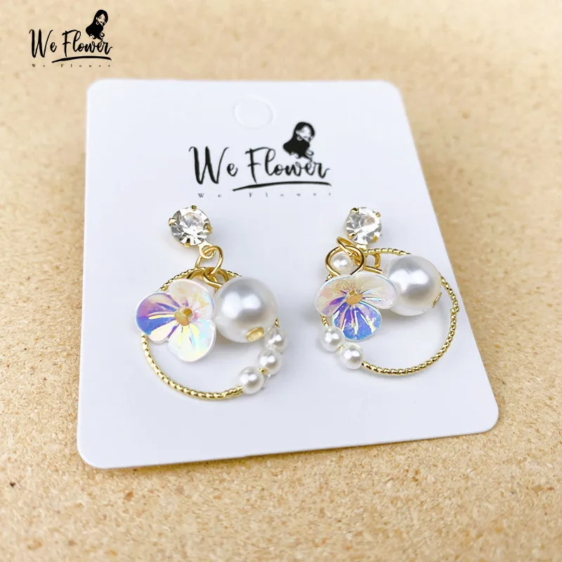 Серьги гвоздики в Корейском стиле с жемчужными бусинами для девочек милые