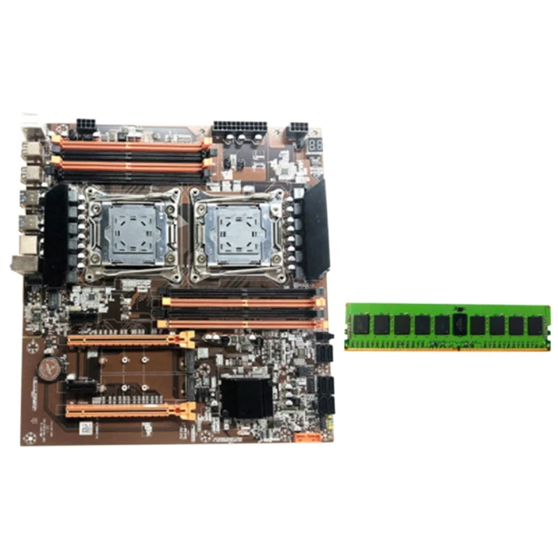 

NEW-X99 Computer Motherboard Dual CPU Server LGA 2011 with RECC 8GB DDR4 RAM PCI-E 16X NVME M.2 Interface Game Motherboard