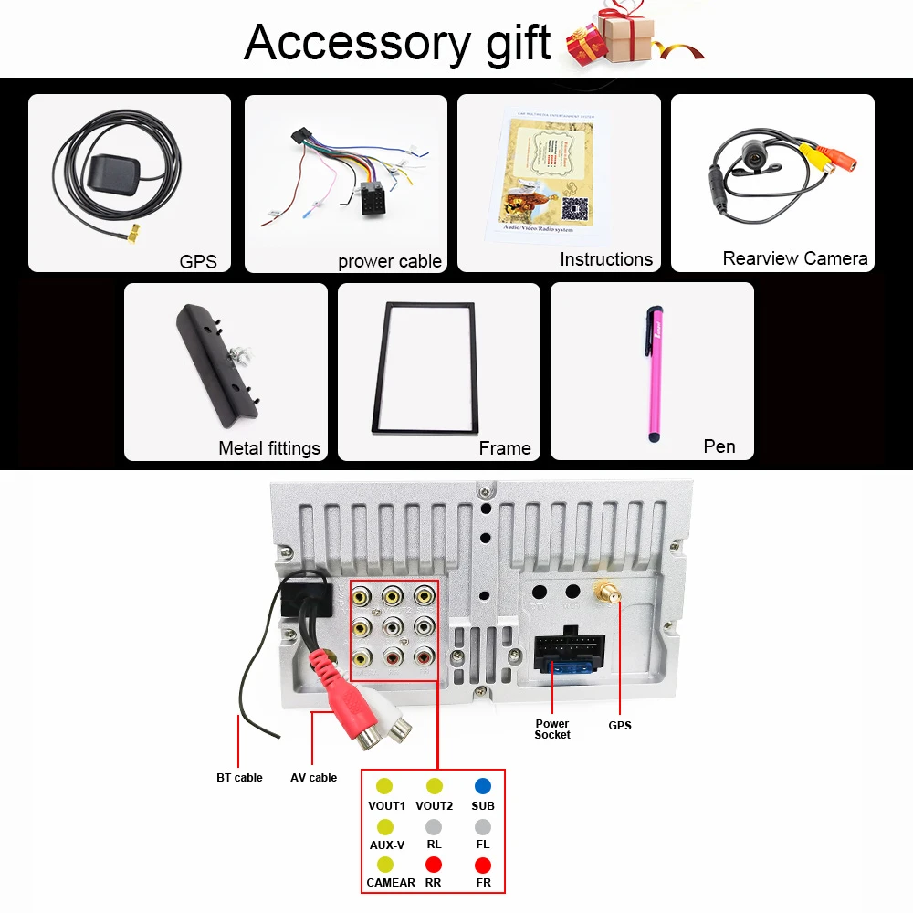 Универсальный автомобильный Dvd плеер Eunavi 2 Din RDS FM AM Bluetooth Usb Aux вход Mp5 мультимедиа