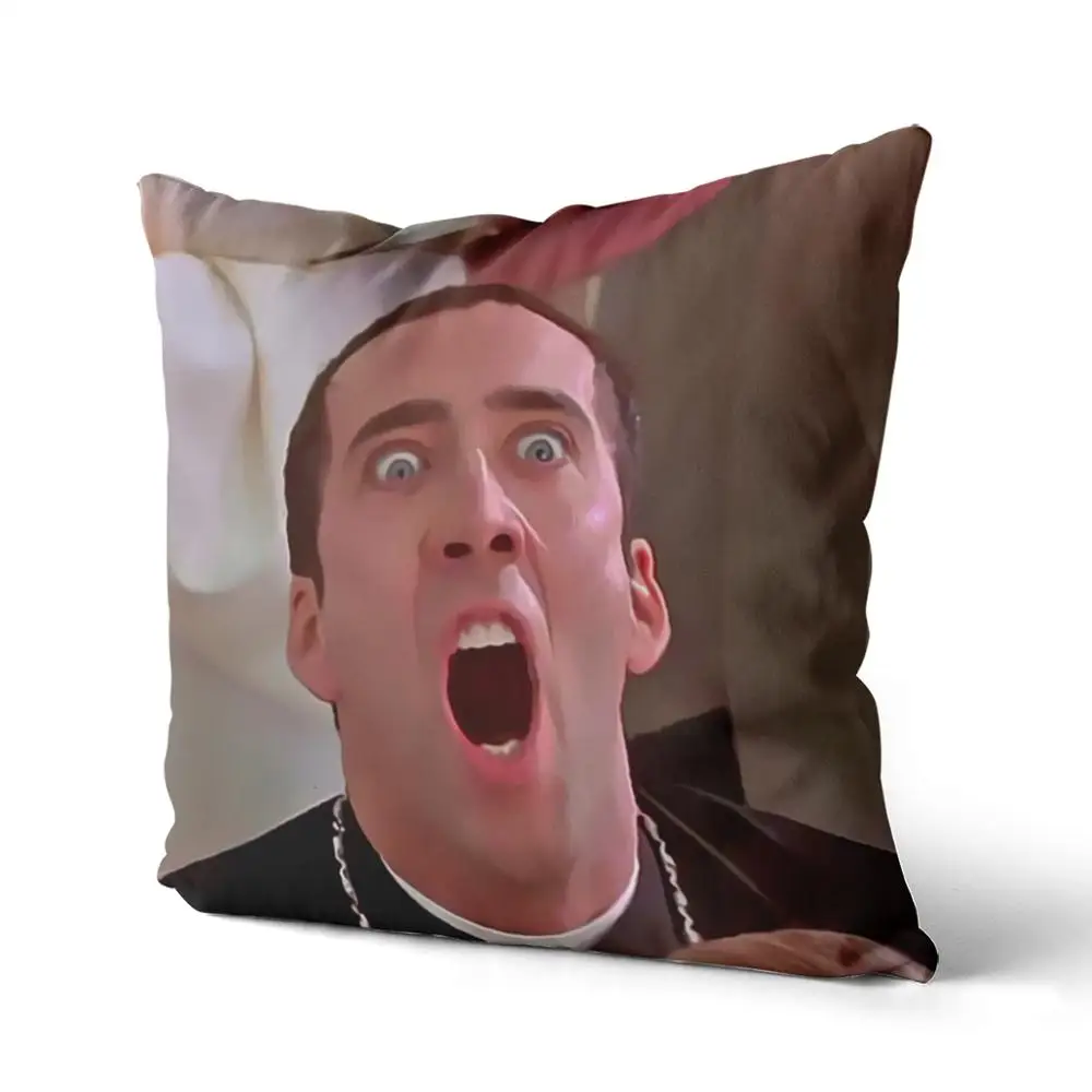 Наволочки для подушек с забавным лицом Николаса Кейджа из хлопчатобумажной