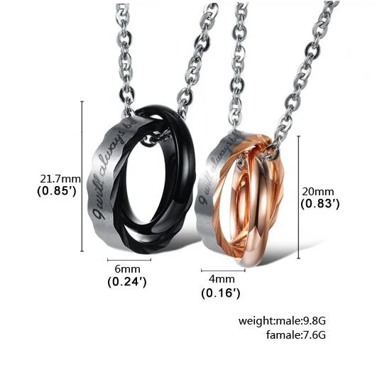 

LOOKER Classic Double Circle Pendent Necklace Women/ Men's Promise Jewelry Gift with Free Chain