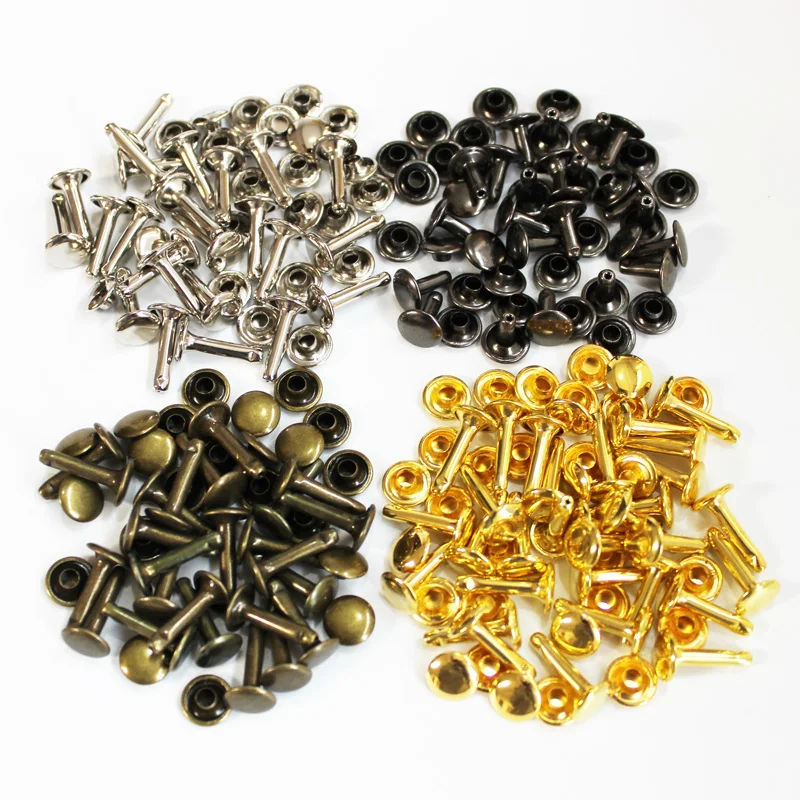 

100 Sets Metal Double Cap Rivets Studs Round Rivet For Leather Craft Bag Belt Clothing Garment Shoes Pet Collar Decor