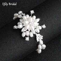 efily handmade pearl bridal bracelet wrist flower for wedding accessories bridesmaid jewelry silver color crystal bracelet gifts