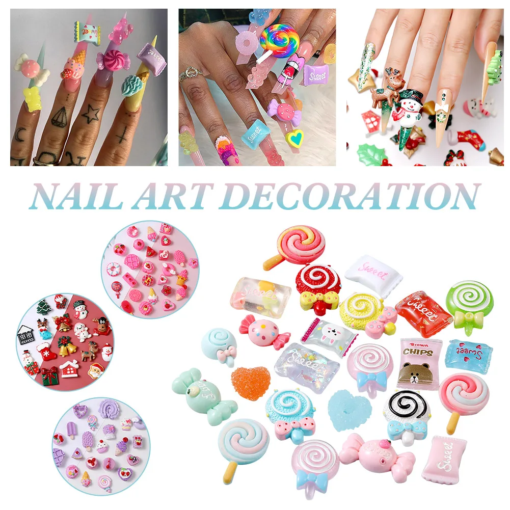 

3D Resin Charms Mixed Candy Sweet Assorted Nail Art Ornaments DIY Manicure Accessories for Home Salon