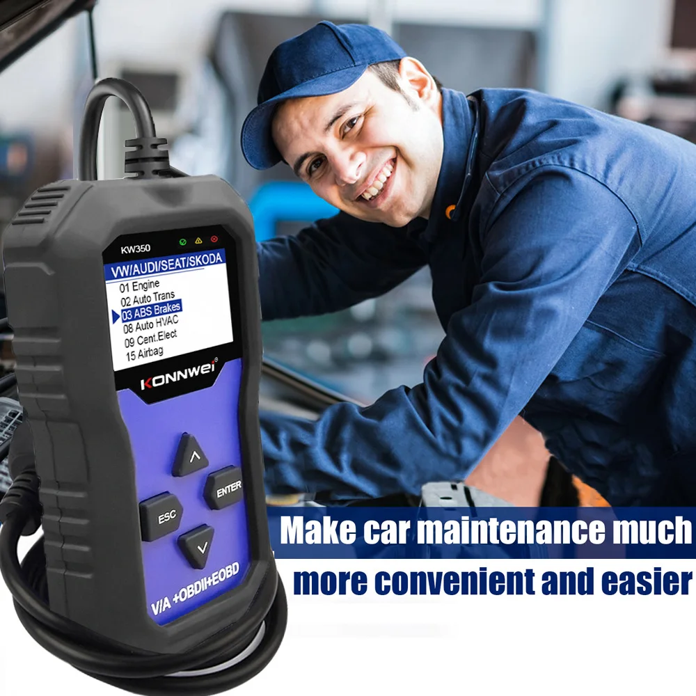Автомобильный двигатель KONNWEI KW350 V007 OBD2 диагностический инструмент контрольный ABS