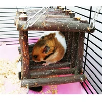 1 pcs creative small animal hamsters cage hanging bed natural wooden pet guinea pig squirrel gerbil mice rats cage nest supplies