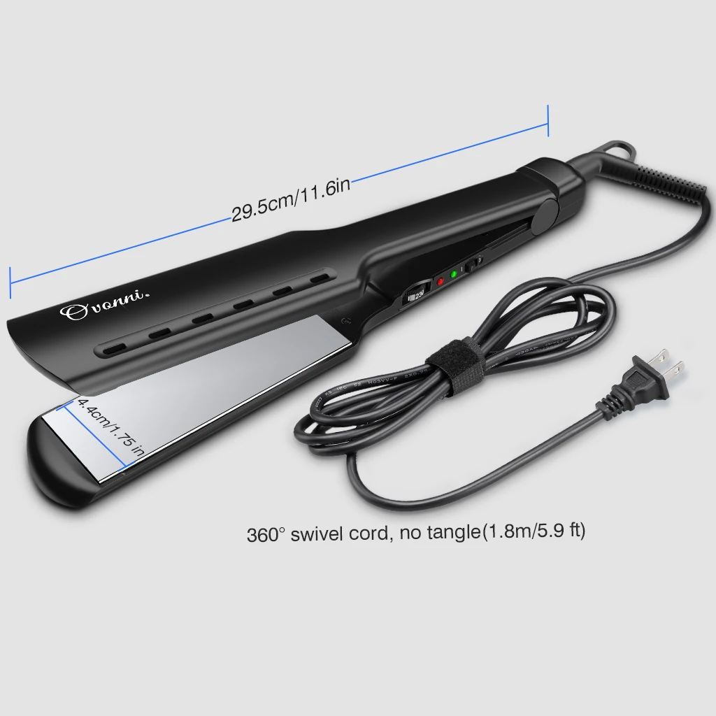 Black UK Plug Ovonni нано титановый выпрямитель для волос 150-230 градусов Цельсия регулируемая температура 100-240 В двойное напряжение 1,75 дюйма Ширина - Цвет: Black UK Plug