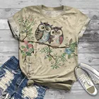 Женская футболка с рисунком совы, harajuku, топы для женщин 2020 размера плюс, женская футболка с коротким рукавом и 3D принтом животных, футболка с круглым вырезом, camiseta mujer