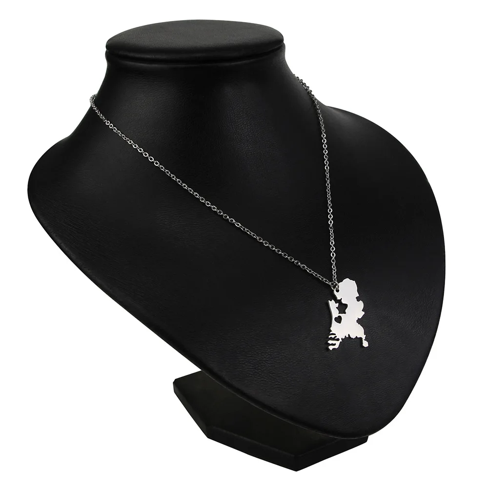 Новое ожерелье из нержавеющей стали Нидерландов с картой для женщин серебряный