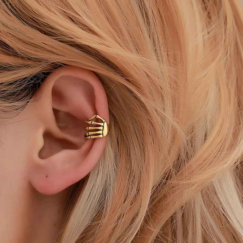 Винтажные металлические клипсы для ушей Модные в стиле панк с изображением