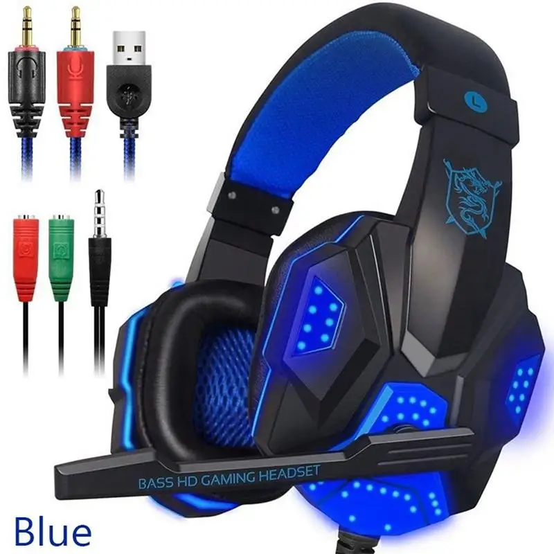 

2020 New Wired Gaming Headphone Earphone Gamer Headset Stereo Sound With Microphone LED Audio Cable For PC Gamer For PS4