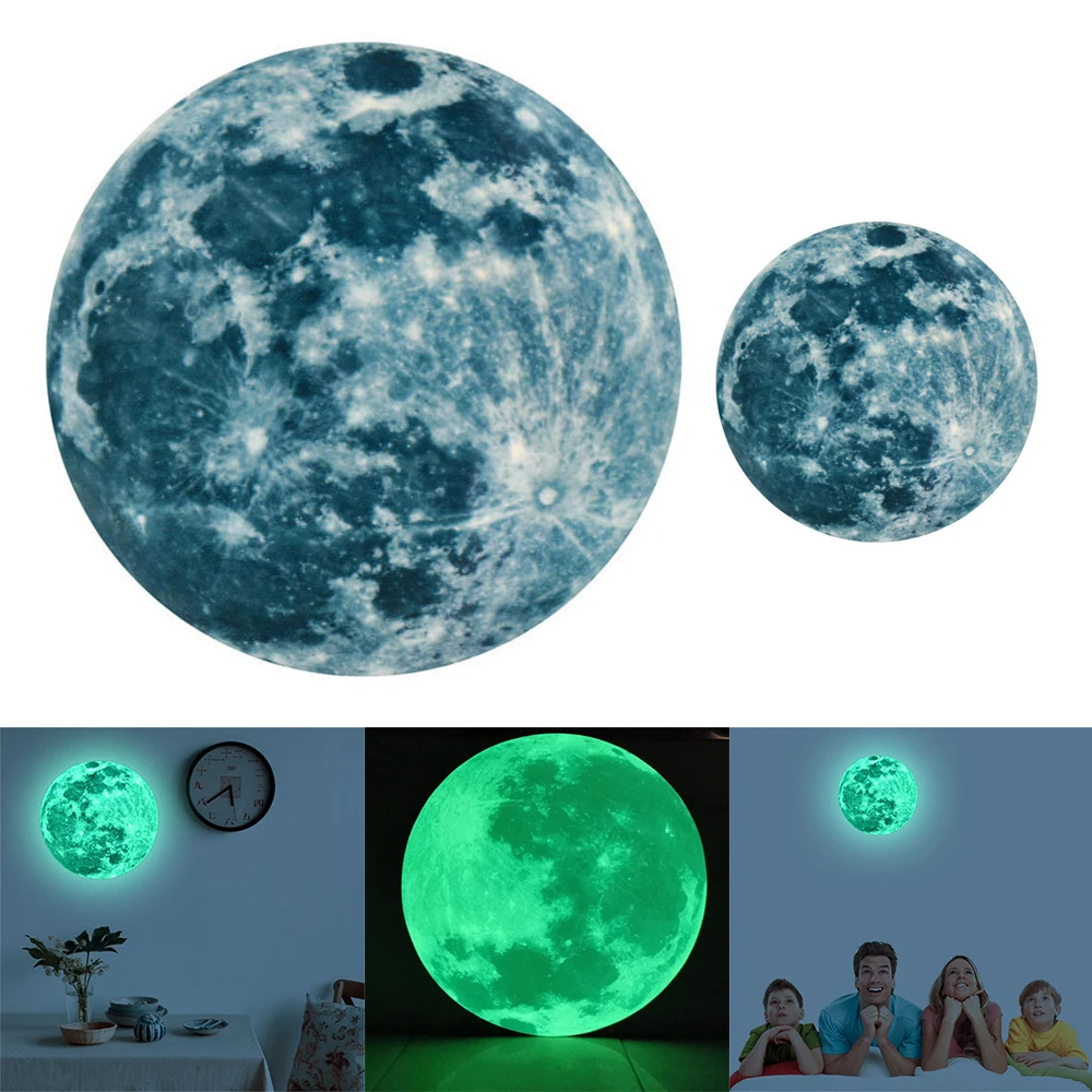 Светящаяся Луна 5/12 см 3D Наклейка на стену для детской комнаты гостиной спальни