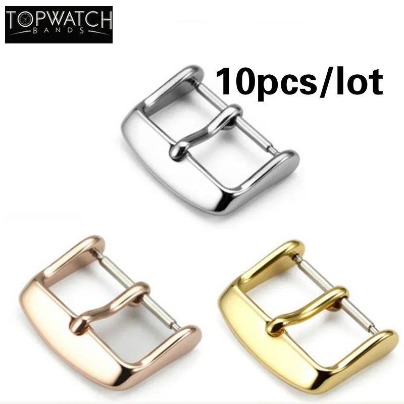 

10pcs Wholesale Watch Buckle Silver Gold Black Stainless Steel Watchband Strap Clasp Wristwatch 16mm 18mm 20mm 22mm
