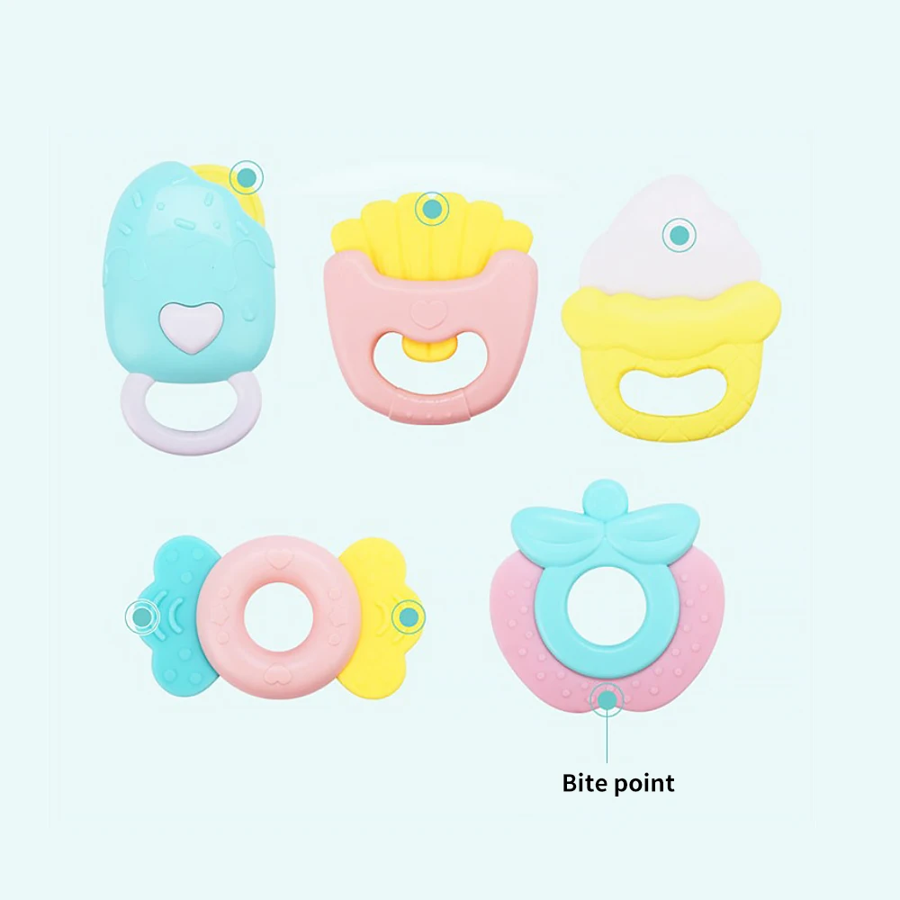 8-Piece Rattle Toy Cute Portable Safety Silicone Tooth Massage Baby Molar Stick rattle toy | Игрушки и хобби