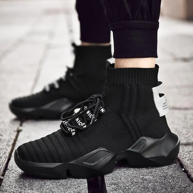 

Socks Sneakers Men Knit Upper Breathable Sport Shoes Sock Boots Man Shoes High Top Running Shoes for Men Zapatillas De Deporte