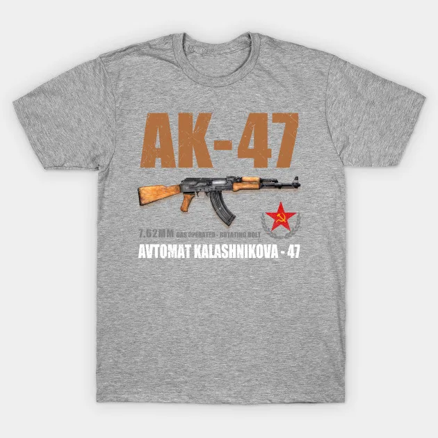 AK 47 автомат Калашникова русский Riffle футболка из хлопка Одежда с овальным вырезом