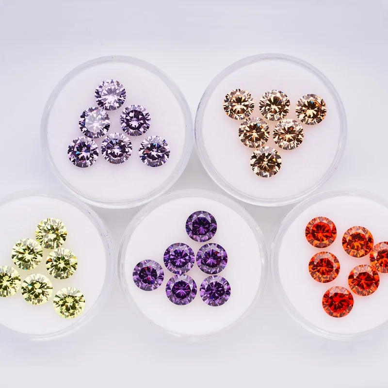

100pcs/lot Heat Resistance Round Cubic Zirconia for Wax Casting 5mm 6mm 7mm Color Loose CZ Stone 3A Quality Gemstones