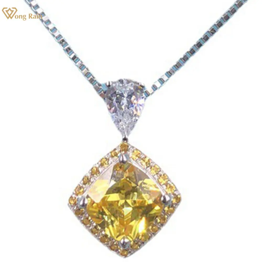 

Wong Rain Elegant 925 Sterling Silver Pear 2 CT Created Moissanite Gemstone Pendant Necklace For Women Fine Jewelry Wholesale