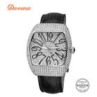 Женские часы со стразами Davena, браслет из натуральной кожи, стразы, в подарочной коробке