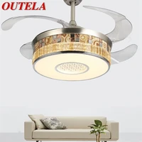 outela ceiling fan light invisible with remote control modern luxury gold figure led lamp for home