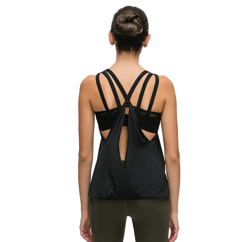 

New shockproof training fitness bra running sports vest two-in-one loose breathable yoga clothing