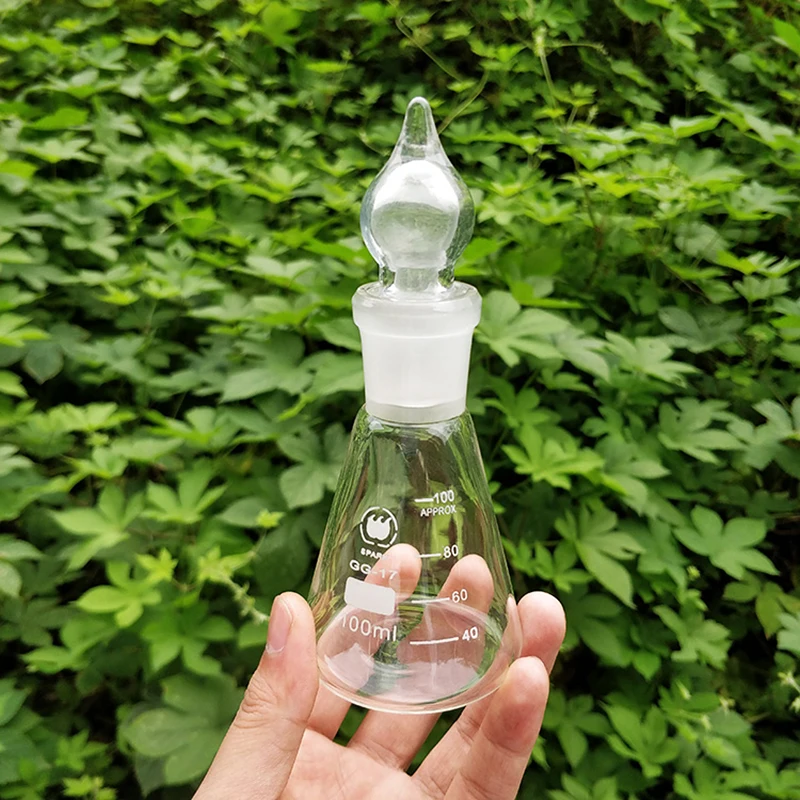 Коническая колба со стандартной заземляющей стеклянной пробкой емкость 100 мл