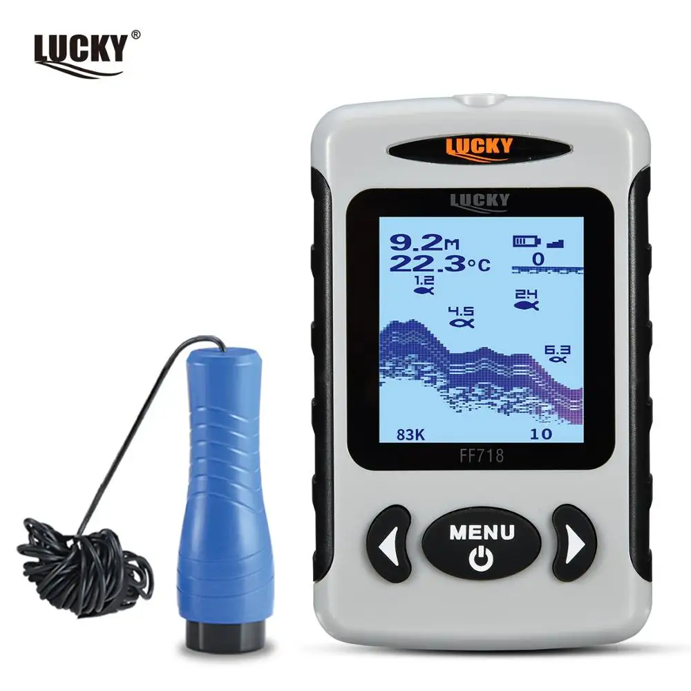Русскоязычное меню! LUCKY FF718D-Ice 2,2 дюймов lcd Портативный рыболокатор 200 кГц/83 кГц с двойным гидролокатором частота 100 м детектор для подледной рыбалки