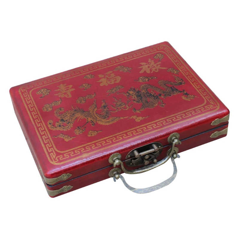 

H053 Mini Mahjong Set with Box, Light Portable Vintage Traditional Chinese Mahjong, Including 2 Mahjong Without Printing