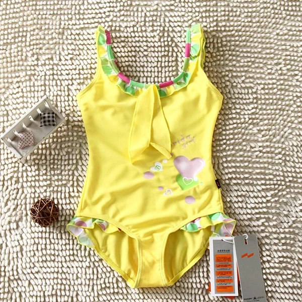ST142 yellow Pop Детский Купальник Новинка г. обувь для девочек летний, из одного предмета пляжная одежда купальник и купальники sw656 - Цвет: ST142 yellow