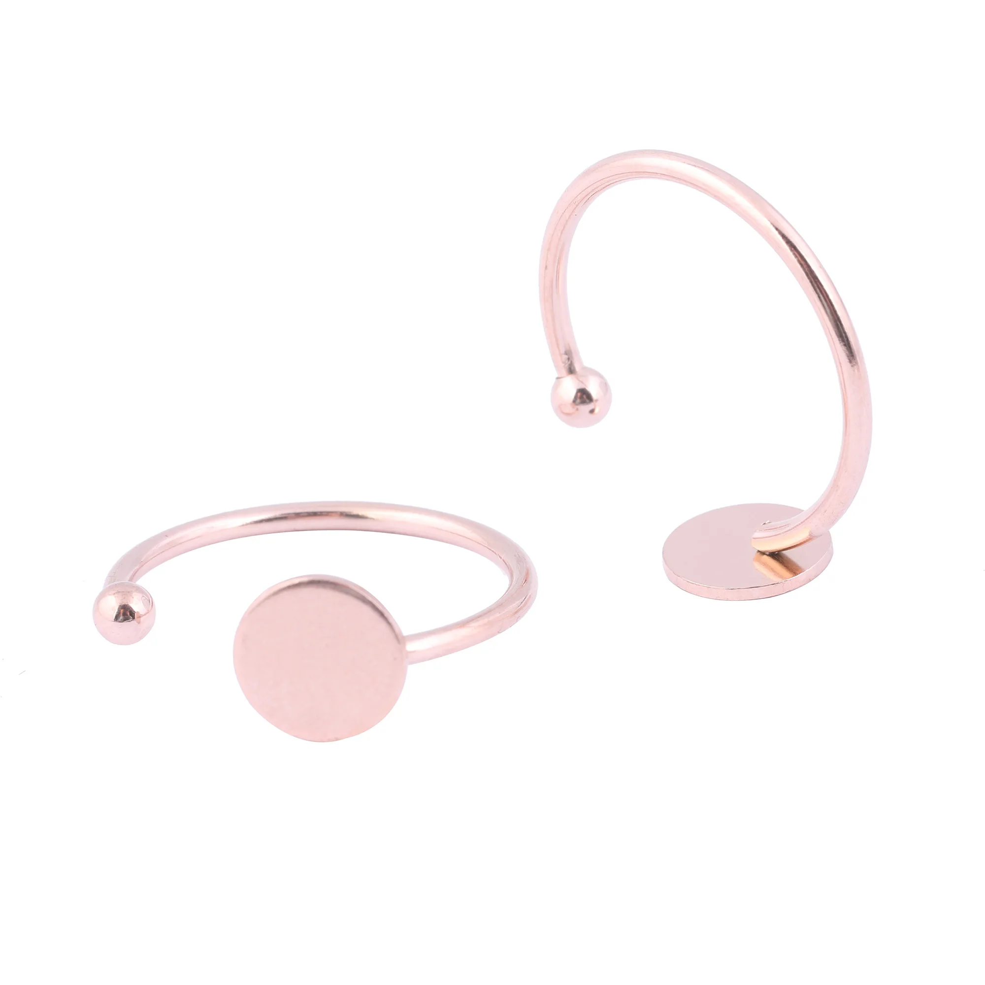 

10pcs rose gold stainless steel pad circle ring bezel blanks diy finger rings base settings