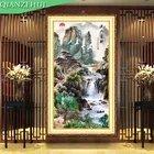 Вышивка QIANZEHUI для творчества, Высококачественная картина с изображением пейзажа, с изображением природы и богатства, вышивка крестиком, серия пейзажей