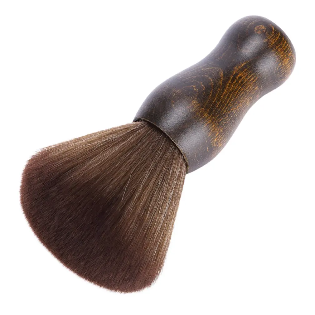 

Neck Duster Brush Hair Sweep Brush Hair Cutting Barber Brush Face Duster Cleaning Brush Fiber Wooden Handle Barber Accessories