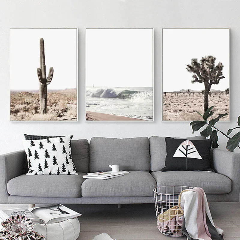 

Desert Cactus Canvas Poster Nordic Landscape Print Modern Wall Art Painting Nature Decorative Picture Scandinavian Home Decor