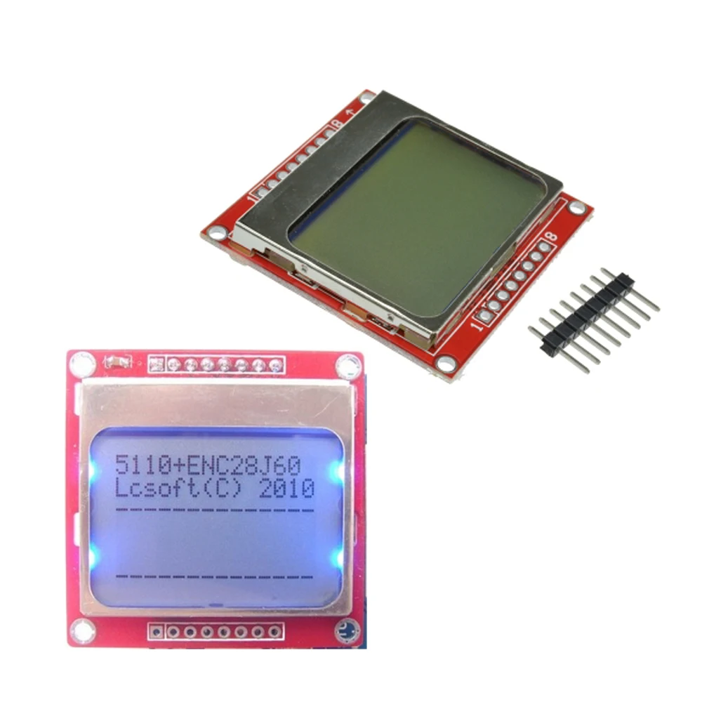 Модуль ЖК-дисплея 84x48 84*48 5100 с белым/синим адаптером черного света PCB LCD 3 В 5 в 84x84