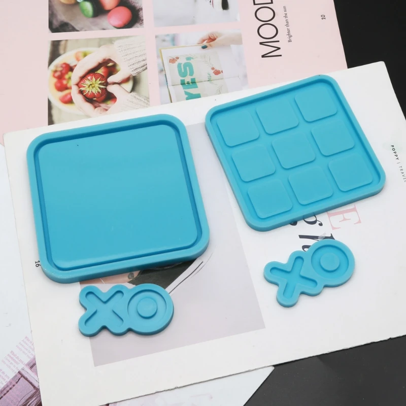 

4 Pack Tic Tac Toe Game Board and X O Silicone Molds Set Epoxy Resin DIY Craft Mold for Christmas Night Art Crafts Tools