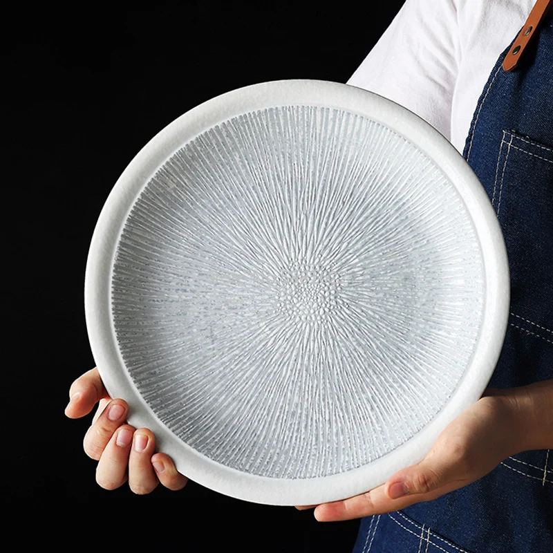 

Japanese Tableware Round Plate Creative Ceramic Western Steak Plate Salad Large Plate