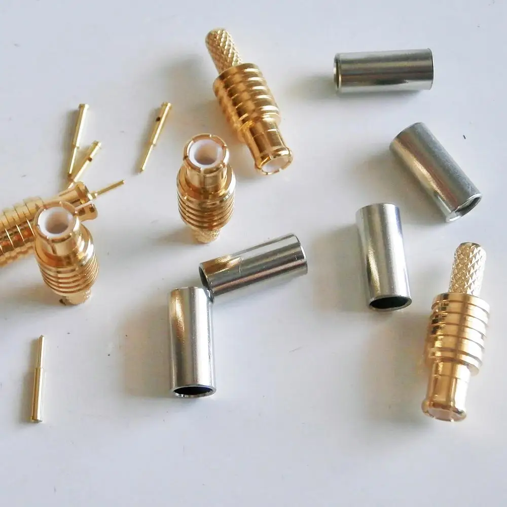 

1Pcs RF Coax Connector Socket MCX Male Crimp for RG179 LMR100 RG316 RG174 RF Coaxial cable antenna Gold Plated Brass PTFE