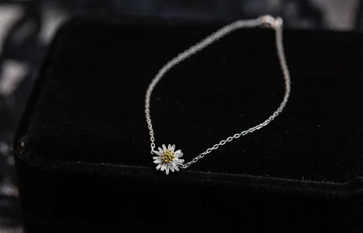 

Fashion 925 Sterling Silver Daisy Charm Bracelet For Women Gift Elegant Bracelets & Bangles Simple Jewelry sl309