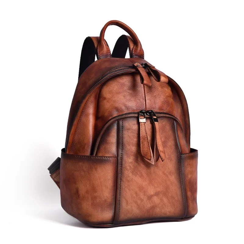 Gykaeo Ethnic Style Handmade Genuine Leather Women Backpack High Quality Vintage Small Ladies Cowhide Travel Back Pack | Багаж и сумки