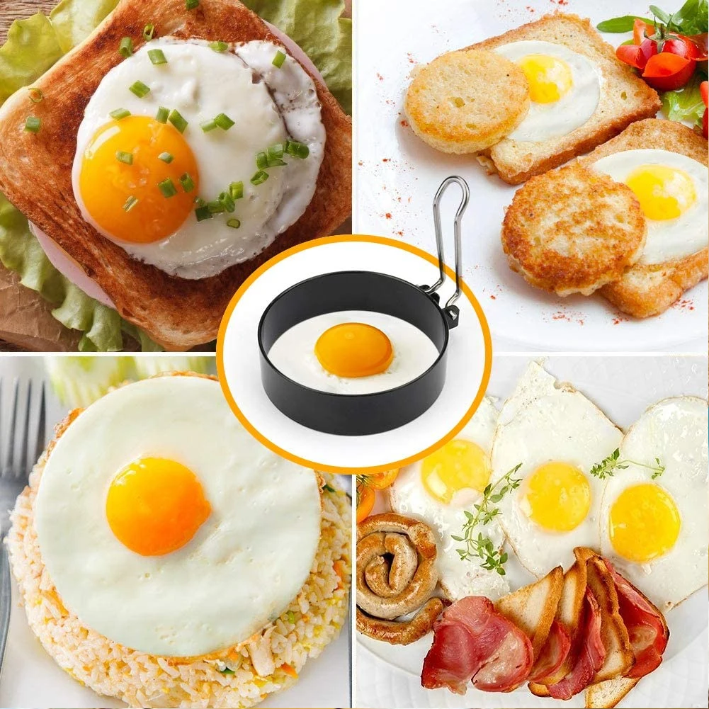 

Stainless Steel Egg Frying Ring Metal Circle Shape Fried Poach Pancake Mould With Handle Non Stick Fried Egg Mold Cooking Tools