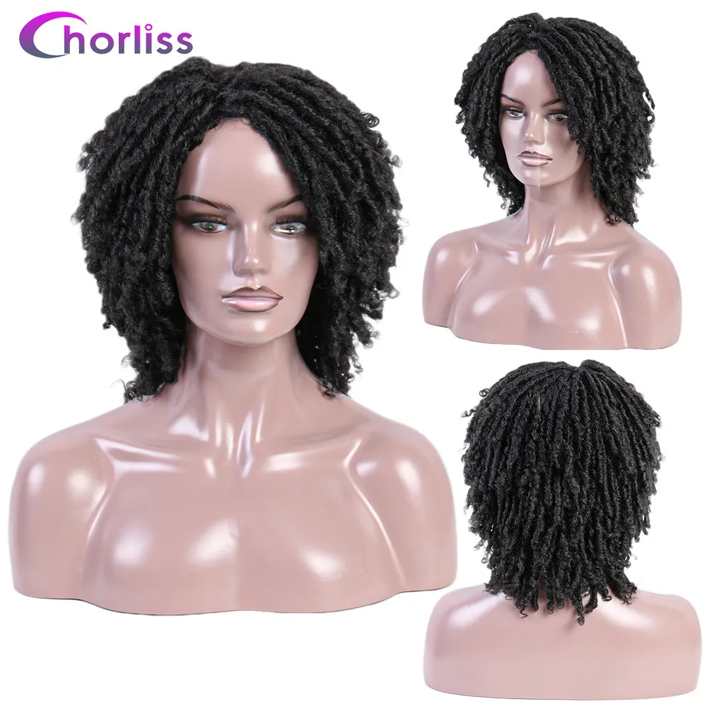 

14'' Crochet Braids Wigs Soft Dreadlocks Hair Wig Synthetic Wigs For Women Chorliss Curly Ends Faux Locs Ombre Black Bug Blonde